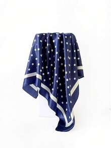 1条90cmX90cm时尚百搭多功能丝巾，简约波点大方巾，防晒披肩，头巾 - 彩色 - 查看 6