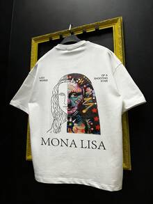 Áo thun nam cổ tròn tay ngắn in họa tiết nghệ thuật đường phố Pop Art, kiểu dáng thường ngày. - trắng - Xem 4