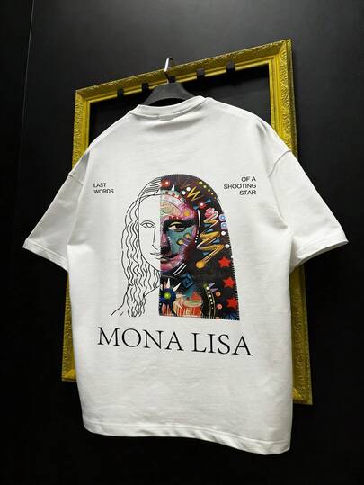 Top casual bărbătesc cu guler rotund și mânecă scurtă, cu imprimeu artistic și urban Pop Art