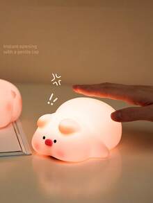 1pc Cute Duck Night Light, Pig Night Light, Pumpkin Night Light In Soft Silicone Animal Shapes, Portable Bedside Lamp, Adds Ambiance To Any Room, Suitable For Bedroom Or Living Room, Also A Fun Home Decoration [Large/Small: Constant Light | USB Version: Touch Dimming & 30-Minute Timer] - 彩色 - 查看 10