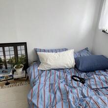 Bộ chăn ga gối đệm họa tiết sọc tối giản cổ điển 3 món 100% cotton, 2 vỏ gối + 1 vỏ chăn trang trí phòng ngủ - Nhiều màu - Xem 5