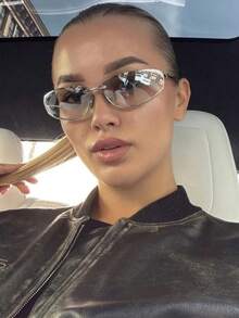 欧美夏季新款Y2K性感少女时尚眼镜，一体式字母时尚眼镜，Y2K超薄环绕式时尚眼镜，女士沙滩配饰眼镜 - 鍍膜粉 - 查看 11