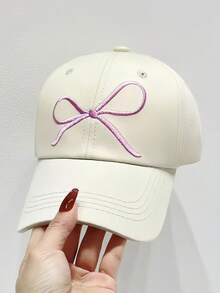 1 pieza Gorra de béisbol con decoración de lazo para protección solar para mujeres, sombrero de sol lavable para uso diario, al aire libre, viajes, regalo, accesorio de moda, protección UV, adecuado para todas las estaciones, playa, festival - Multicolor - Ver 3