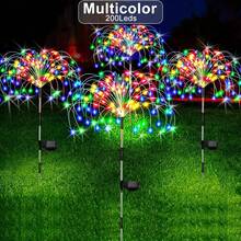 60/200/300 LED - Luces ambientales solares tipo fuegos artificiales LED, 8 modos, adecuadas para centros comerciales, patios de entrada, iluminación de balcones, decoración para el Día de San Valentín, Pascua y luces decorativas ambientales - Multicolor - Ver 2