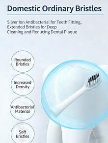 HYUNDAI X-3 Electric Toothbrush, Fully Automatic, Waterproof, Battery-Powered, High-Frequency Cleaning, Suitable For Adults, Children, Students, And Couples, Standard Package Includes 3 Brush Heads - White - View 3