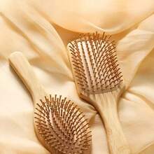 Natural Bamboo Air Cushion Hair Brush, Scalp Massage Comb, Reduce Hair Loss, Unisex Hair Styling - Apricot - View 6