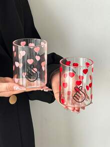 1pc High Borosilicate Glass Heart-Shaped Cup, Transparent Heat-Resistant Heart Mug, Juice/Coffee Cup For Home Use - Multicolor - View 5