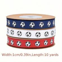 1pc Soccer Theme Ribbon - Navy Blue And Red Background With White Soccer Ball Print, Durable Gift Wrapping For Sports Parties, Birthday Celebrations And Holiday Decorations. Battery-Free Decorative Ribbon, Suitable For Holiday Decor, Modern Style Ribbon, Smooth Texture, Soccer Theme Ribbon For Various Occasions (Random Style) - Multicolor - View 1