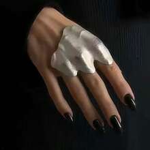 Niche-Designed Irregular Pleated Joint Ring, Minimalist Cold-Style High-End Finger Ring, Unique And Exquisite - 銀色 - 查看 7