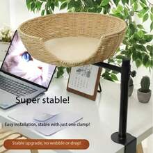 Tabletop Cat Nest & Scratching Post Combo, Paper Rope Woven Like Rattan, Space-Saving Cat Companion, Suitable For All Seasons. Christmas, Halloween, Thanksgiving Gift! - Khaki - View 7