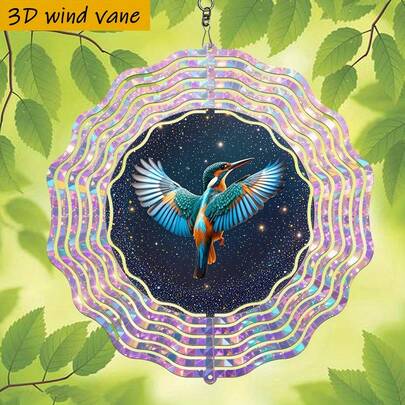 1 chiếc chuông gió hình chim én 3D bằng kim loại có móc xoay 360° - Cao 10 inch, màu cầu vồng xanh vàng, thích hợp treo trong nhà/ngoài trời, sân vườn, đám cưới, Giáng sinh, Lễ Phục sinh - Kết cấu sắt bền chắc, không cần pin/nguồn điện (dễ tự lắp ráp) (Không bao gồm mặt dây chuyền), kiểu dáng ngẫu nhiên.