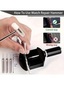 20件套高端手表维修工具套装，适用于手表保养，包含1个开壳器、1个锤子、1个表带工具，手工礼品 - 黑色 - 查看 7
