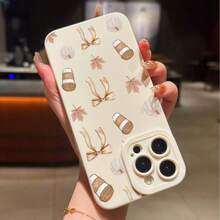 1个极简创意咖啡、蝴蝶结、枫叶、南瓜图案软壳手机壳，白色，精准开孔，防震保护套，适用于 17 Air/16 Pro Max/16 Pro/16 Plus/16/15/14/13/12/11/XS Max/XS/XR/7/8 - 白色 - 查看 3