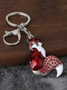 1 PC Fashionable And Cute Alloy Enamel Fox Keychain With Exquisite Style. Suitable For Both Men And Women. A Bag Charm. The Perfect Gift For Friends. - Multicolor - View 21