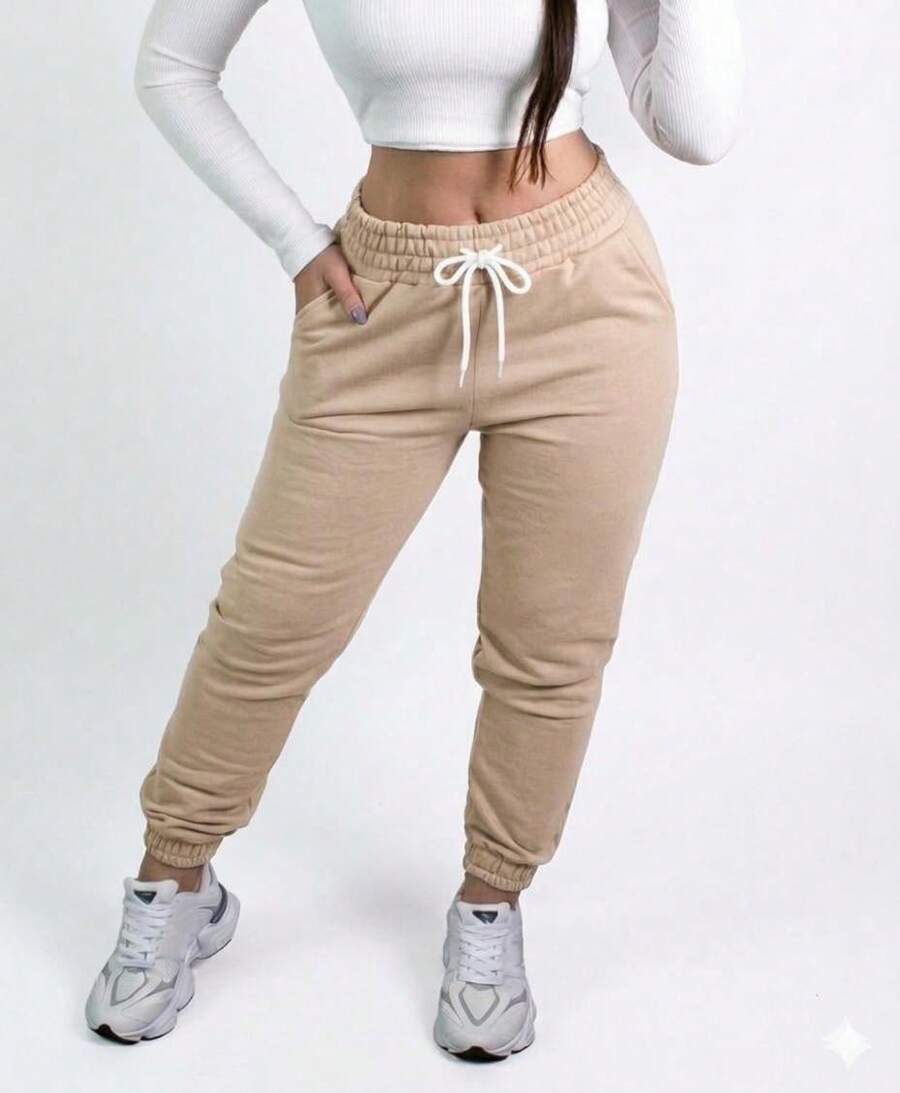 Women's Sweatpants, Fashionable Pants For Cold Weather, Winter, And - BEIGE SWEATPANTS - View 1