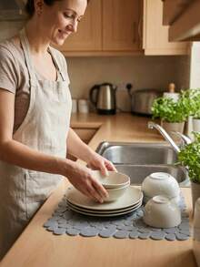 Thảm phơi bát đĩa, thảm chống trượt nhà bếp, thảm thoát nước bát đĩa - Màu xanh bụi bặm - Xem 4