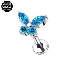 1pc G23 Titanium Internally Threaded 1.0/1.2 Piercing Earring With Butterfly Zirconia Stone, Multi-Color, Suitable For Women's Daily Wear - Butterfly - View 26