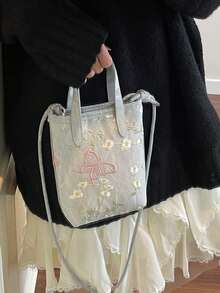 Túi xách nhỏ thêu hình bướm kiểu Trung Quốc mới năm 2026, túi đeo vai chéo thời trang mùa hè dành cho nữ. - Xám - Xem 7