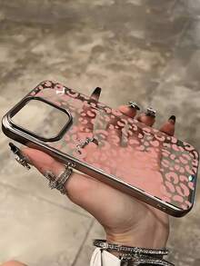 猎豹/豹纹单件电镀透明极简浅粉色豹纹个性化TPU防震全包手机壳，兼容苹果17、16、15、14、13、12、11 Pro Max、Air - 彩色 - 查看 4