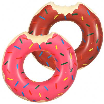 充气甜甜圈泳池漂浮垫，趣味沙滩游泳派对玩具夏季游泳漂浮圈，充气可爱图案泳池泳圈