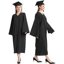 Matte Graduation Cap And Gown 2026+2025 Tassel Set With Honor Cord Graduation Stoles For High School Colle Bachelor - Black - 查看 3