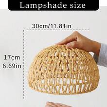 1 Peça Cúpula de Luminária Estilo Boêmio Trançada em Vime, Cúpula de Luminária Pendente Vintage. Design Trançado à Mão em Vime e Corda, Adequado para Sala de Estar, Ilha de Cozinha e Decoração de Café. Ótimo para Temas de Halloween, Natal e Outono. (Apenas a Cúpula da Luminária, Lâmpada e Fiação Não Incluídas) - Multicolorido - Visão 16
