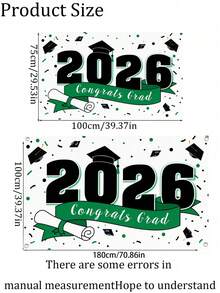 1件 2026 毕业派对专属横幅，采用耐用面料制成，可用作拍照背景、毕业祝贺横幅、毕业派对装饰、拍照道具或毕业海报，是毕业典礼和毕业舞会的理想之选。 - 多色2 - 查看 6