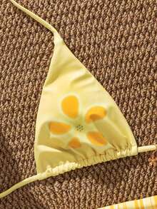 PEPPERMOLLY Bộ bikini 2 mảnh in hoa màu đỏ đậm bán chạy nhất mùa Xuân/Hè 2026, chất liệu co giãn, thiết kế gợi cảm và thời trang, mặt hàng bán chạy nhất cho kỳ nghỉ biển của nữ. - Màu vàng - Xem 5