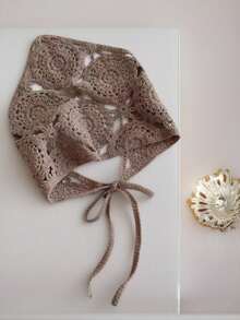 Khăn trùm đầu móc hoa, khăn trùm đầu tam giác, khăn trùm đầu móc len, khăn trùm đầu nữ, băng đô hoa cúc, thoáng khí, đa năng, phong cách retro, khăn trùm đầu cho bé gái (1 chiếc). - Nhiều màu - Xem 1