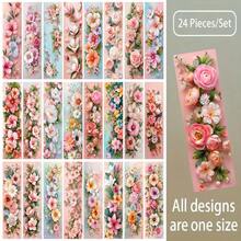 24 piezas Marcadores de libros con flores, papel de transferencia UV DTF que presenta esta exquisita colección incluye marcadores de libros únicos, marcadores de página decorativos coloridos, ideales para vacaciones, lectores de libros, marcadores de libros - Multicolor - Ver 9