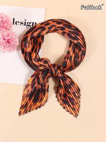 1条女士多功能方巾，褶皱印花，适合颈部、头发、包包装饰，四季皆宜，适合海滩、假日等场合。 - 棕黃色 - 查看 5