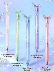 1pc Butterfly Motion Click Ballpoint Pen, 0.5mm Tip, Quick-Drying Ink, Smooth Writing For Students And Office Use, Cute Butterfly Design - Gel Pen - View 4