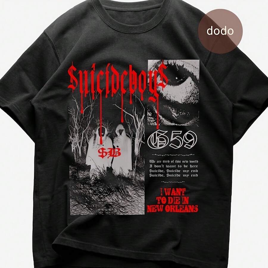 S.Uicideboys T-Shirt - Rap Music Shirt - I Want To Die In New Orleans Album - S.Uicideboys Merch - Uni - 黑色 - 查看 1
