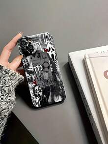 Collage estético en blanco y negro de Ghostface Monsterfunda de teléfono Fundas compatibles con ,Apple,VIVO,OPPO,,, y Honor.Fabricadas en silicona TPU,ofrecen protección contra golpes y caídas. - Negro - Ver 6