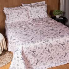 Double Bedspread Coverlet, Standard Size, 3 Pieces, Printed, 180 Thread Count - Paris - View 4
