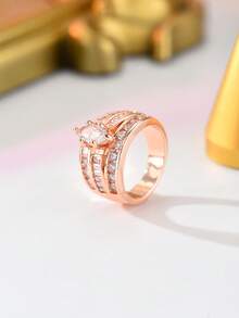 1 chiếc nhẫn đính hôn sang trọng, đính đá Zirconia, kiểu dáng cao cấp, thanh lịch dành cho nữ. - Nhẫn zircon - Xem 9