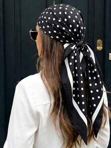 1条90cmX90cm时尚百搭多功能丝巾，简约波点大方巾，防晒披肩，头巾 - 彩色 - 查看 10