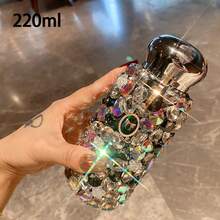 1个奢华水钻保温水瓶，男女通用高品质吸管杯，便携式真空保温咖啡杯，自动扶正饮水杯，健身用品，平底杯，适合旅行、婚礼、生日、节日礼物、钻石装饰、珍珠工艺、宝石、房间装饰 - 彩色 - 查看 14