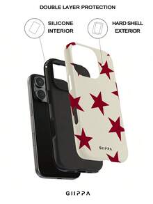 A Stylish Phone Case That Does Not Include A Lanyard Or Stand. GIIPPA Phone Case With A Red Star Design, Compatible With The 17 Pro, 16 Pro, 15 Pro, And 14 Pro. A Stylish And Interesting Korean-Style Phone Case, Also Compatible With The 11/12/13/14/15/16 Pro Plus. Stylish Design Suitable For Both Men And Women. A Great Gift For Christmas, Valentine's Day, Easter, Wedding Season, And Birthdays For Girlfriends. - 紅色 - 查看 3