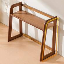 双层竹制台面置物架 - 现代米色风格，天然木纹饰面，多功能置物架，适用于厨房、办公室、卧室、宿舍 - 非常适合存放杯子、玻璃杯 - 坚固的框架设计，竹制层板，实用收纳架，垂直置物架 - 彩色 - 查看 6