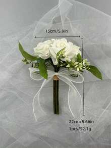 1 Bunch Ivory White Artificial Rose Bouquet, Suitable For Wedding, Proposal, Party, Church And Other Occasions - Multicolor - View 11