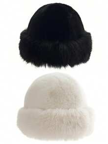 1/2 chiếc mũ công chúa giả lông thú dành cho nữ, mũ xô dày vành rộng, mũ mùa đông thanh lịch và thời trang. - Nhiều màu - Xem 11