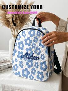 Customized Embroidered Rhombus Backpack, Personalized College Backpack, Travel Backpack, School Backpack, Laptop Bag, Customized Backpack, Casual & Fashionable - Multicolor - View 5