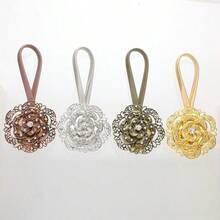 1/2个磁性水晶花窗帘挂钩，无需钻孔，高弹钢丝窗帘挂钩，适用于室内装饰 - 彩色 - 查看 12