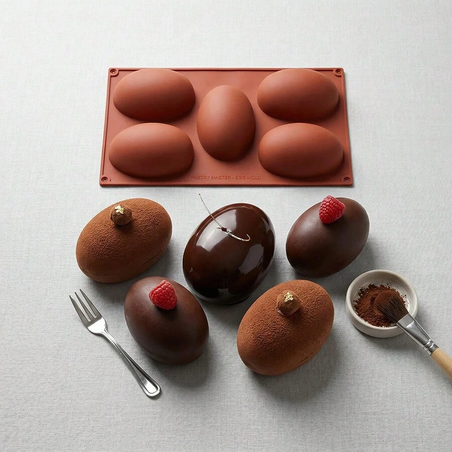 1pc Easter Egg Silicone Mold, 5 Cavity Egg Shaped Chocolate, Cake, Muffin, Mousse Baking Tool