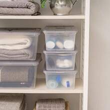 IRIS USA Bin de Almacenamiento Clara/Gris Libre de BPA Apilable con Tapa Paquete de 10 para Organizar Zapatos/Estantes de Armario Herramientas de Aula Almacenamiento de Juegos Clara/Gris - Transparente/Juegos - Ver 3