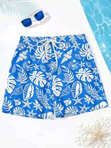 1pc Men's Summer US Flag Printed Drawstring Waist Casual Beach Shorts - Multicolor - View 8