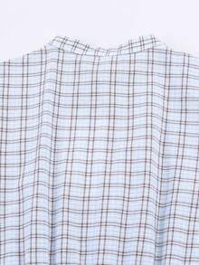 Đầm hè nữ thiết kế xếp ly eo, kẻ caro, vạt xòe - Xanh và trắng - Xem 7