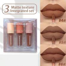 Lápiz labial líquido que cambia de color HERORANGE, 3 piezas/1 pieza, acabado mate de larga duración resistente al agua y a las manchas, tonos marrones, alta pigmentación, maquillaje multifuncional para labios y ojos - Multicolor - Ver 2