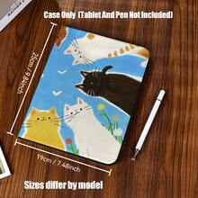 Book-Style Slim Tablet Protective Case With Pencil Slot, Built-In Pencil Holder, Lightweight And Snug Fit, With Viewing Stand. Suitable For IPad Mini 4/5/6, 9.7/10.2/10.5/10.9/11/12.9/13 Inch, Pro/Air 4/5/6/7, 10th/11th Gen, And Galaxy Tab A7Lite/A8/A9/A9Plus/S6Lite/S7/S8/S9/S10/S11/FE/Plus Series. - Multicolor - View 9